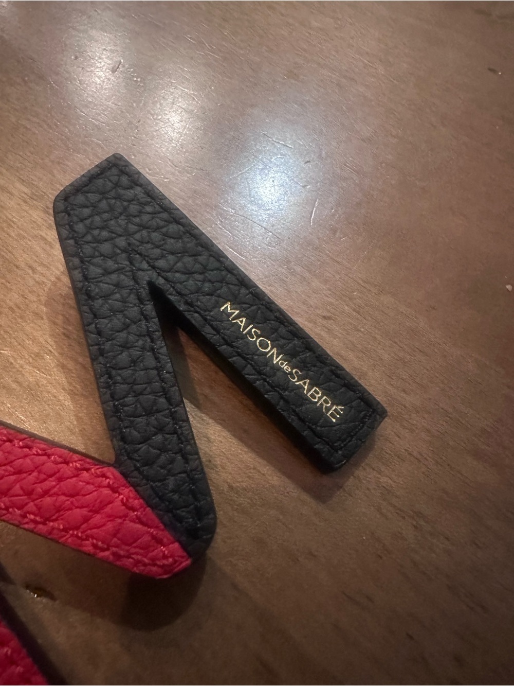 MAISON de SABRÉ Black & Red Leather Bag Strap Accent Letter M